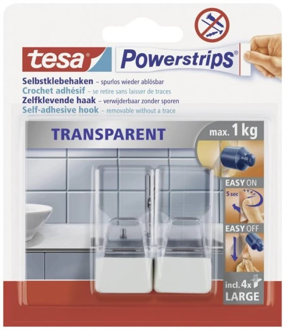 Haczyk POWERSTRIPS przezroczysty L biały 58811‑00000‑20