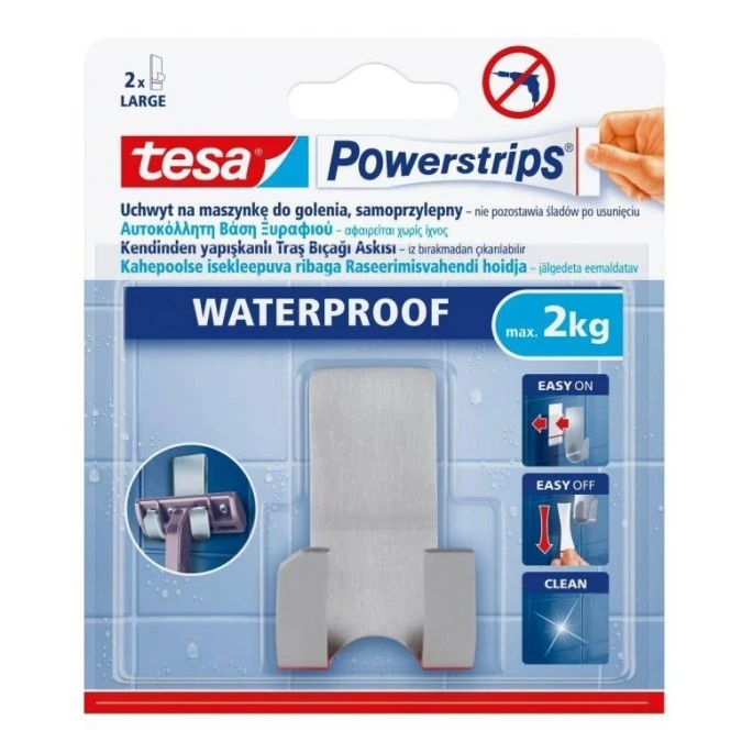 Haczyk samoprzylepny POWERSTRIPS WATERPROOF do maszynki do golenia, metal /6szt./
