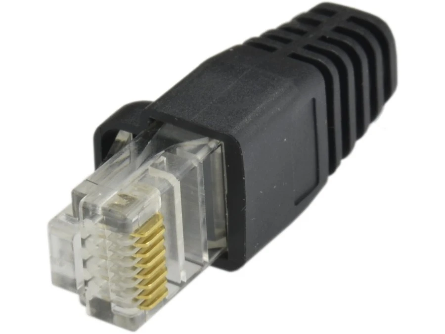 Gumowa osłonka wtyku RJ45 czarna WORECZEK 100szt.