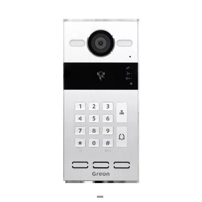 GREON IP GR‑OS10‑K Panel zewnętrzny wideo natynkowy, klawiatura mechaniczna, czytnik RFID 125kHz/13,56MHz, PoE, 2 przekaźniki