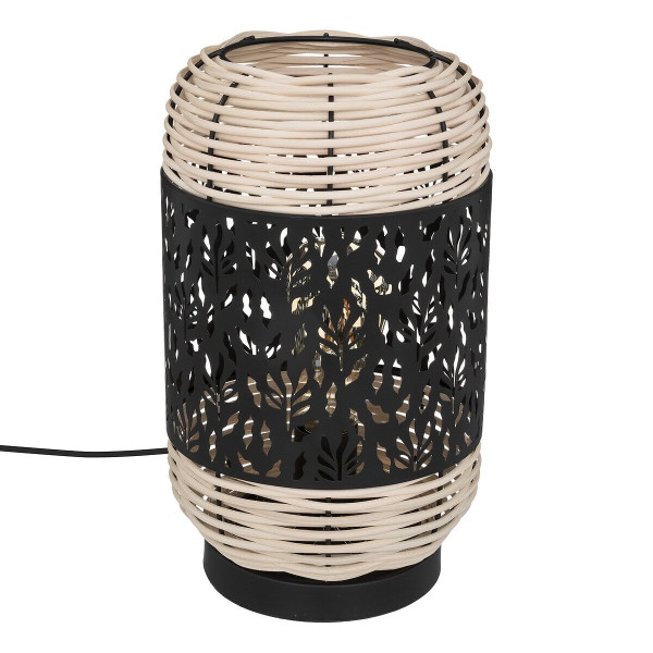 LAMPKA Cosy czarna/naturalna PLECIONY RATTAN I METAL 438591