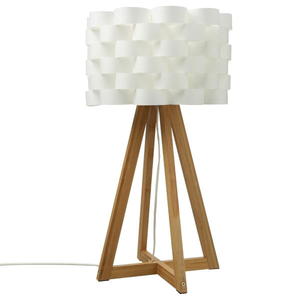 LAMPKA Moki biała klosz insp. origami BAMBUSOWE NÓŻKI 438596