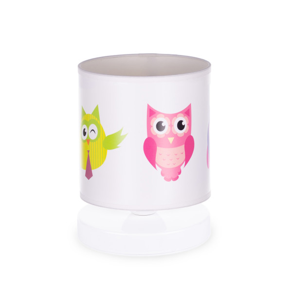 Lampka nocna biurkowa abażur nowoczesna nadruk SÓWKI Sowy 335432