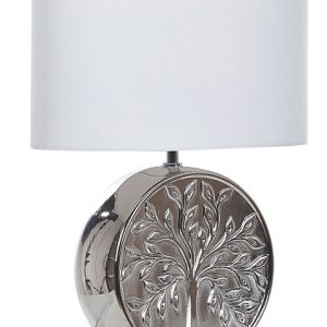 Lampka nocna ceramiczna motyw drzewa 49 cm srebrna 60923