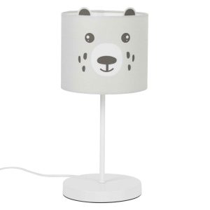 Lampka nocna dziecięca Miś 36 cm szaro biała z abażurem E28 boho 230V 1046074 Lampka nocna dziecięca Miś 36 cm szaro biała z abażurem E28 boho 230V 1046074