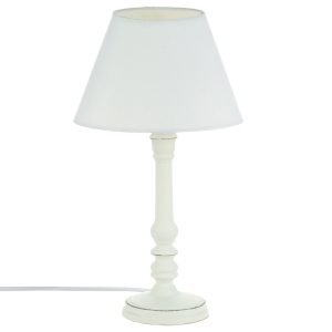 Lampka nocna Leo drewniana biała 36×20 cm biurkowa ozdobna 931944