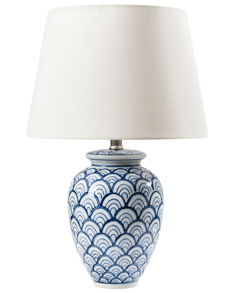 Lampka nocna porcelanowa z wzorem niebiesko-biała 536864