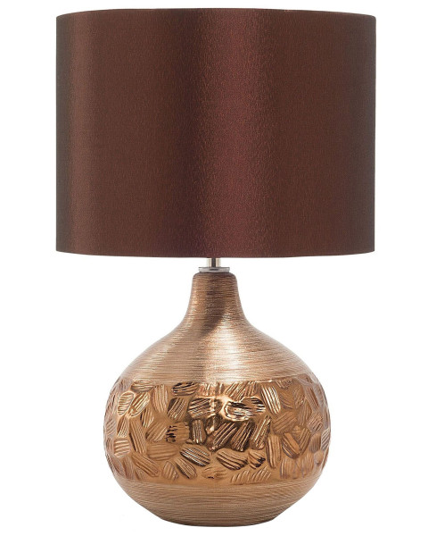 Lampka nocna stołowa 43 cm porcelana brąz 60894