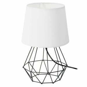 Lampka nocna stołowa biurkowa LED glamour E27 metal biało-czarna 34 cm 1043265 Lampka nocna stołowa biurkowa LED glamour E27 metal biało-czarna 34 cm 1043265