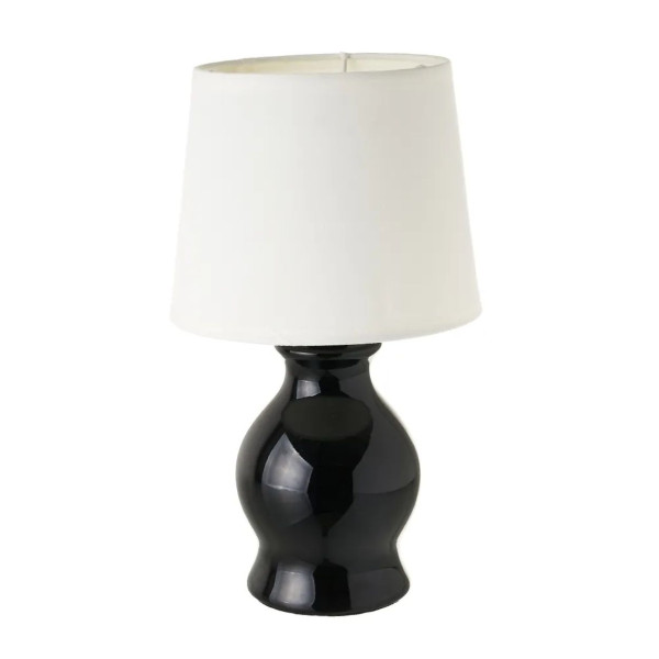 Lampka nocna stołowa ceramiczna czarna z białym abażurem 26 cm E14 40W 1043261