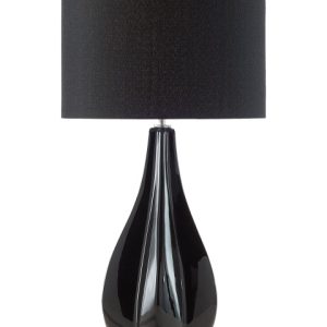 Lampka nocna stołowa porcelana 60 cm czarna 60886 Lampka nocna stołowa porcelana 60 cm czarna 60886