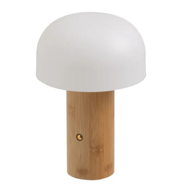 Lampka stołowa LED z bambusową podstawą 3 barwy światła dotykowa USB 21 cm 1043268