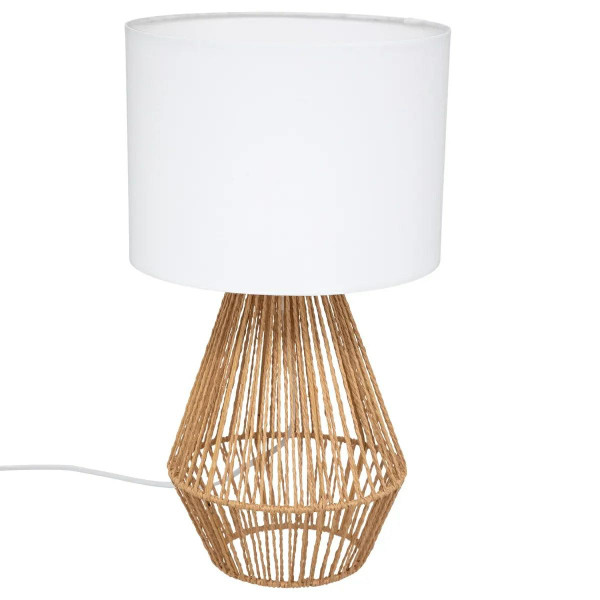 Lampka stołowa Lila beżowo biała 40x23 cm plecionka dekoracyjna 931940
