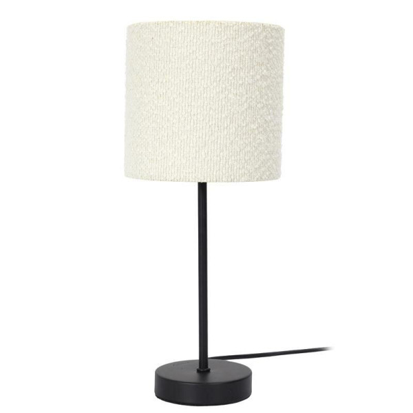 LAMPKA STOŁOWA metalowa czarna z białym KLOSZEM BOUCLE 510128