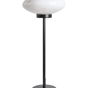 Lampka stołowa metalowa ze szklanym kloszem czarno-biała 870444 Lampka stołowa metalowa ze szklanym kloszem czarno-biała 870444