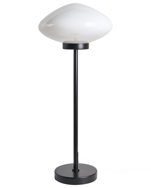 Lampka stołowa metalowa ze szklanym kloszem czarno-biała 870444