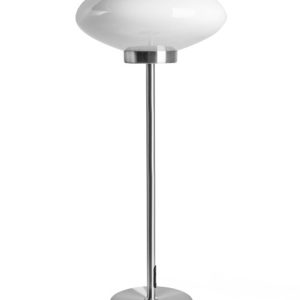 Lampka stołowa metalowa ze szklanym kloszem srebrno-biała 870445 Lampka stołowa metalowa ze szklanym kloszem srebrno-biała 870445