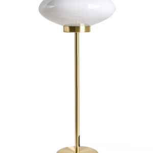 Lampka stołowa metalowa ze szklanym kloszem złoto-biała 870447 Lampka stołowa metalowa ze szklanym kloszem złoto-biała 870447