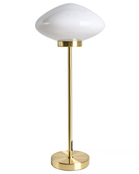 Lampka stołowa metalowa ze szklanym kloszem złoto-biała 870447