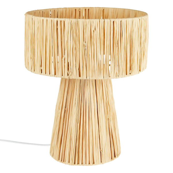Lampka stołowa Orane z rafii beżowa 34x28 cm nowoczesna biurko 931942