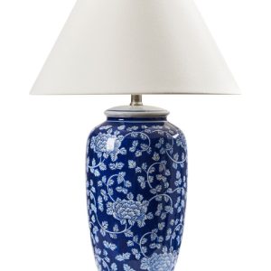 Lampka stołowa porcelanowa niebiesko-biała 537399