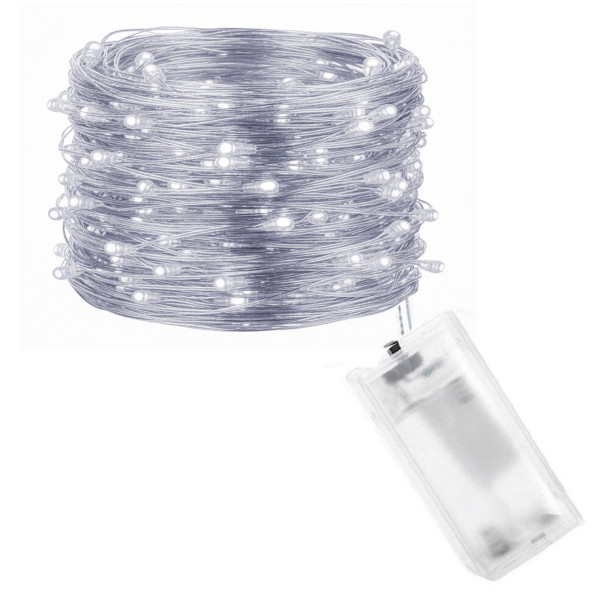 Lampki choinkowe 10 led na baterie druciki mikro biały zimny 335935
