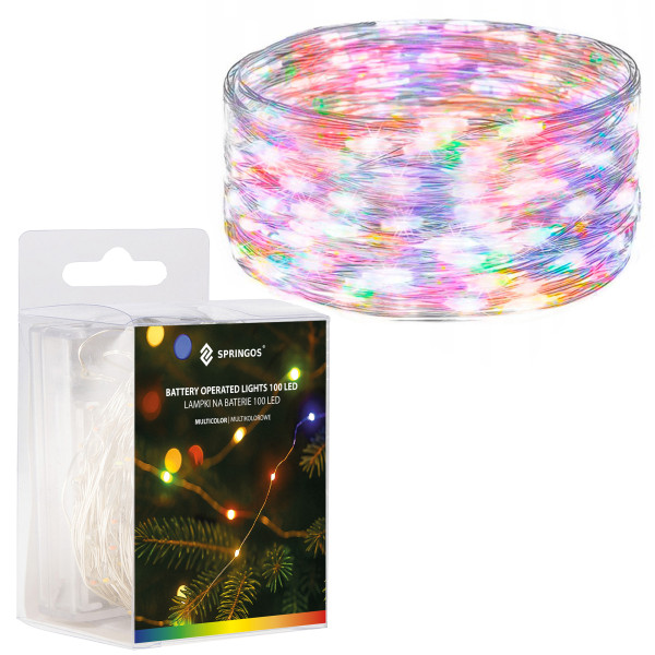 Lampki choinkowe 100 LED druciki mikro na baterie 335922