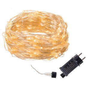 Lampki choinkowe 100 LED druciki mikro na prąd białe ciepłe 373157 Lampki choinkowe 100 LED druciki mikro na prąd białe ciepłe 373157