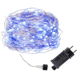 Lampki choinkowe 100 LED druciki mikro na prąd niebieskie 335919 Lampki choinkowe 100 LED druciki mikro na prąd niebieskie 335919