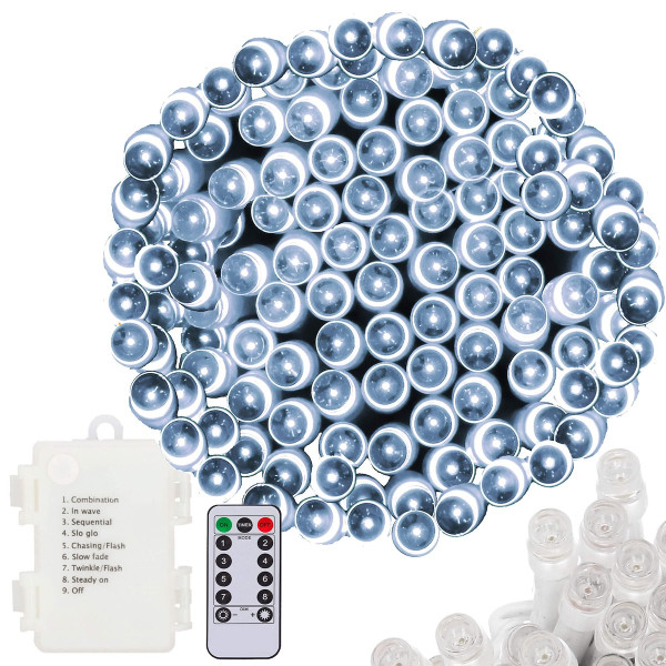 Lampki choinkowe 100 Led na baterie biały zimny z pilotem 325042