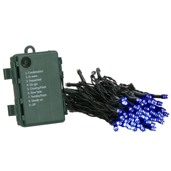 Lampki choinkowe 100 Led na baterie niebieskie programator 347092