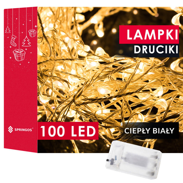 Lampki choinkowe 100 LED sople na baterie białe ciepłe 836736