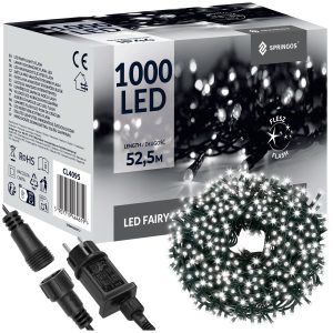 Lampki choinkowe 1000 LED 50 m zimny biały + flash zewn. 347128 Lampki choinkowe 1000 LED 50 m zimny biały + flash zewn. 347128
