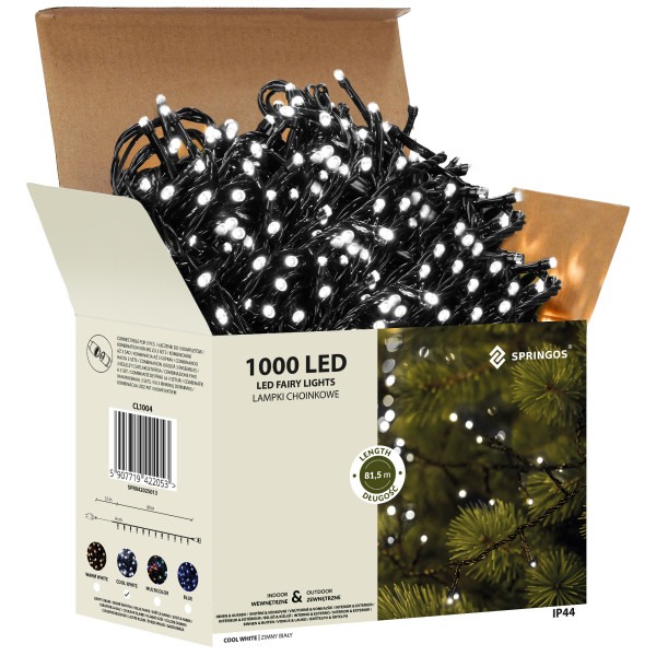 Lampki choinkowe 1000 Led biały zimny 81,5 m oświetlenie IP44 335978