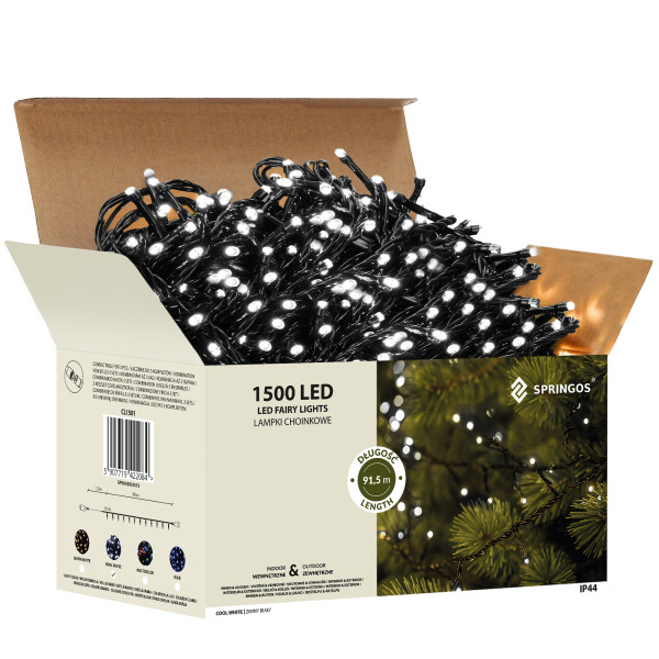 Lampki choinkowe 1500 Led biały zimny 121,5 m oświetlenie IP44 335986