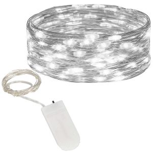 Lampki choinkowe 20 LED druciki mikro na baterie biały zimny 347133 Lampki choinkowe 20 LED druciki mikro na baterie biały zimny 347133
