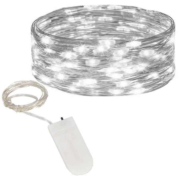 Lampki choinkowe 20 LED druciki mikro na baterie biały zimny 347133