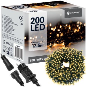 Lampki choinkowe 200 LED 12,5 m biały ciepły zewnętrzne 347127 Lampki choinkowe 200 LED 12,5 m biały ciepły zewnętrzne 347127