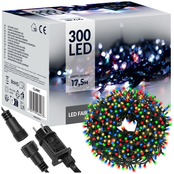 Lampki choinkowe 300 LED 15 m multikolor zewnętrzne 347084
