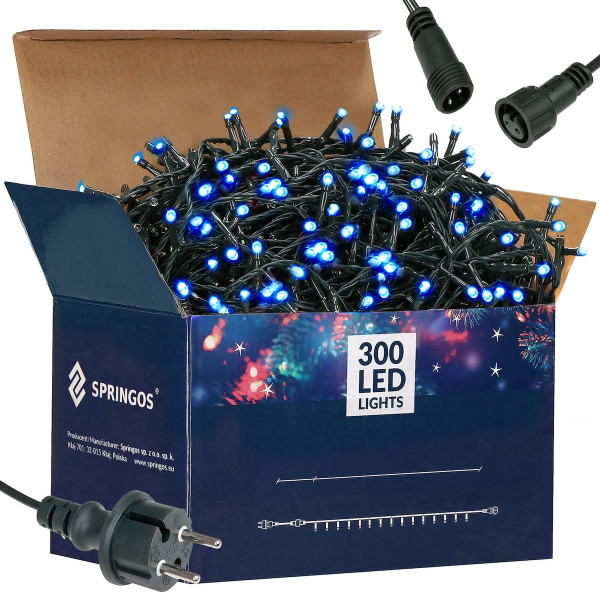 Lampki choinkowe 300 Led niebieski 25,5 m oświetlenie święta 325051