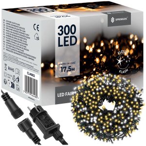 Lampki choinkowe 300LED 15 m ciepły biały +zimny biały flash 371513 Lampki choinkowe 300LED 15 m ciepły biały +zimny biały flash 371513