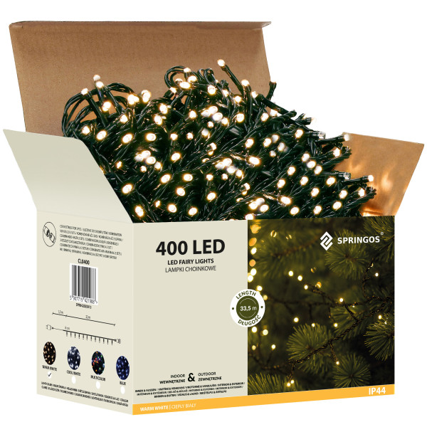 Lampki choinkowe 400 led biały ciepły 33,5 m oświetlenie IP44 371514