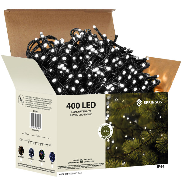 Lampki choinkowe 400 led biały zimny 33,5 m IP44 347163
