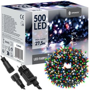 Lampki choinkowe 500 led multikolor + niebieski flash 27,5m zewnętrzne 371518 Lampki choinkowe 500 led multikolor + niebieski flash 27,5m zewnętrzne 371518