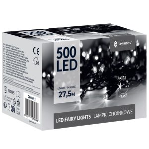 Lampki choinkowe 500 led zimny biały+flash 27,5 m IP44 371509 Lampki choinkowe 500 led zimny biały+flash 27,5 m IP44 371509