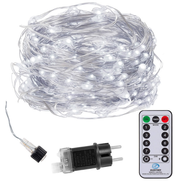 Lampki choinkowe z pilotem 480 led na prąd biały zimny 335949