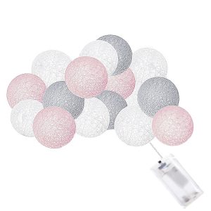 Lampki dekoracyjne cotton balls 10 LED 10 kul różowe szare 335960 Lampki dekoracyjne cotton balls 10 LED 10 kul różowe szare 335960