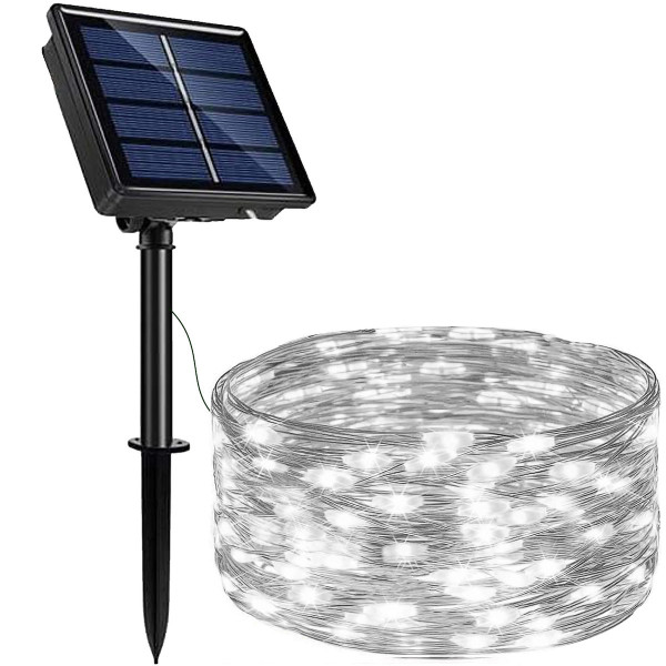 Lampki świąteczne 200 Led 22 m zimny biały solarne druciki 336051