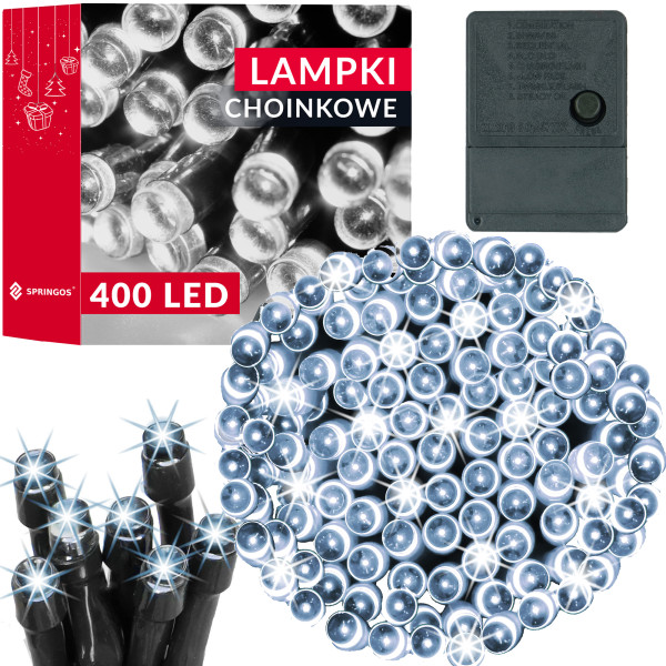 Lampki świąteczne 400 led biały zimny 27,5 m IP20 347126