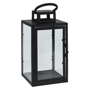 Latarenka metalowa szklana 27 cm czarna 53692 Latarenka metalowa szklana 27 cm czarna 53692